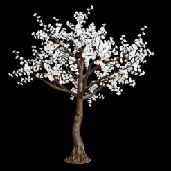 Lighted White Cherry Blossom Flower LED Tree - AC Adapter - 1200 LEDs - Warm White - 9FT Tall
