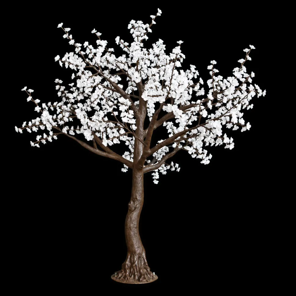 Lighted White Cherry Blossom Flower LED Tree - AC Adapter - 1200 LEDs - Warm White - 9FT Tall