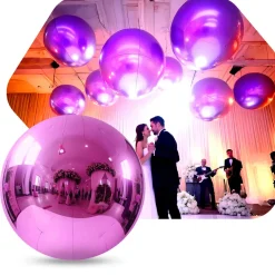 Light Pink Giant Inflatable Mirror Ball Sphere – Maxorb™ Reflective Ceiling Event Decor – Commercial Installation Sizes