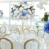 LUXE Blue White Rose & Baby's Breath Mixed Table Centerpiece - 28 Inches