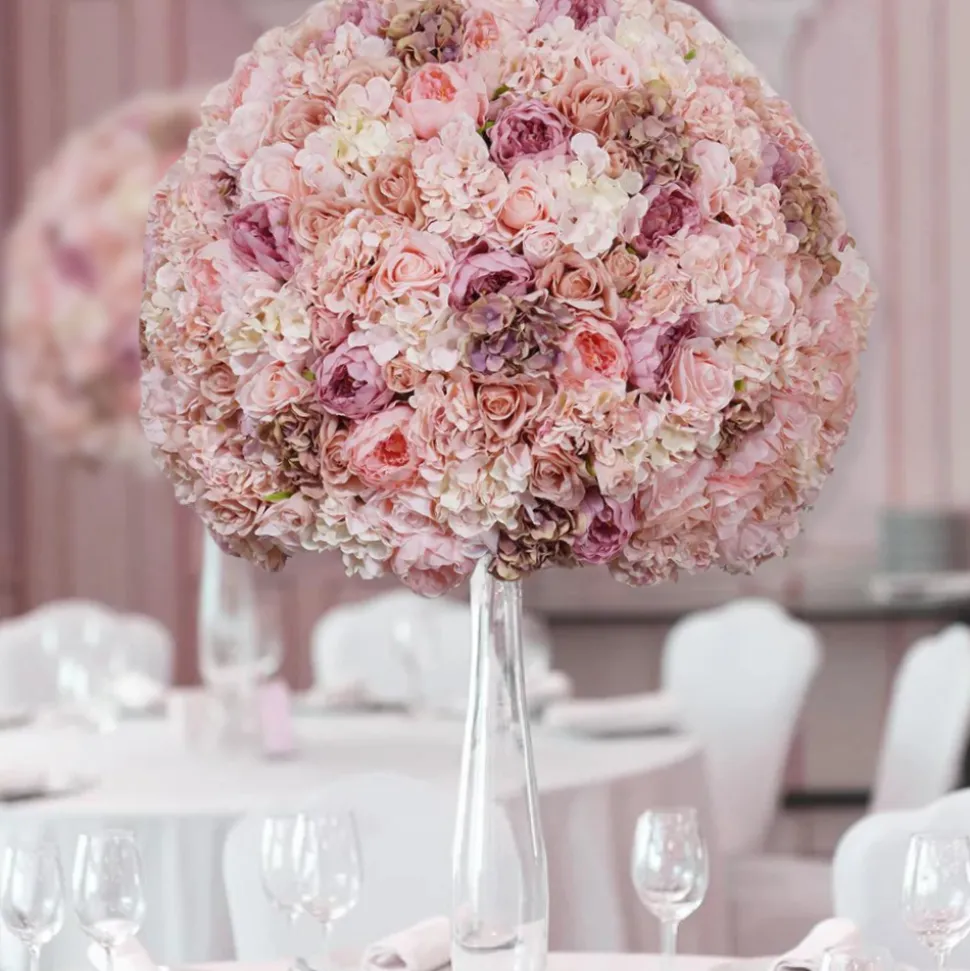 LUXE Blush & Pink Mixed Floral Ball Table Centerpiece - 31 Inches