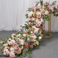 LUXE Colorful Rose & Peony Mixed with Green Leaf Table Runner - 83 Inches
