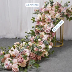 LUXE Colorful Rose & Peony Mixed with Green Leaf Table Runner - 83 Inches