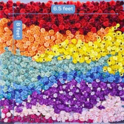 Luxe 5D Colorful Rose, Peony & Sunflower Floral Wall - Roll Up Curtain Style - Easy Install! Select Size