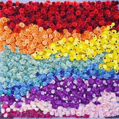 Luxe 5D Colorful Rose, Peony & Sunflower Floral Wall - Roll Up Curtain Style - Easy Install! Select Size