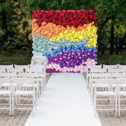 Luxe 5D Colorful Rose, Peony & Sunflower Floral Wall - Roll Up Curtain Style - Easy Install! Select Size