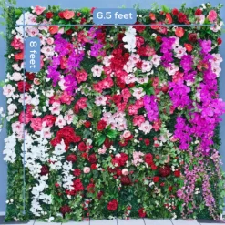 Luxe 5D Milan, Turf, Orchid, Magnolia & Green Plants Mixed Floral Wall - Roll Up Curtain Style - Easy Install! Select Size