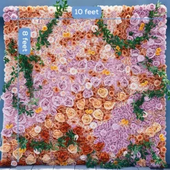 Luxe 5D Orange & Purple Rose & Dandelion & Green Leaf Mixed Floral Wall - Roll Up Curtain Style - Easy Install! Select Size