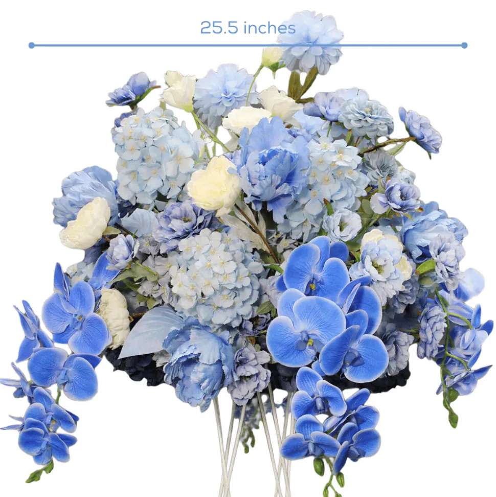 LUXE 5D Rose, Hydrangea & Orchid Artificial Flower Table Centerpiece - Blue
