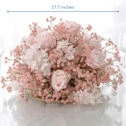 LUXE Flower Ball Rose, Baby Breath & Gypsophila Table Centerpiece - Pink