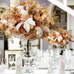 LUXE Golden & Blush Floral Mixed with Pampas Grass Table Centerpiece - Choose Your Size!
