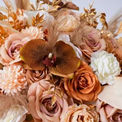 LUXE Golden & Blush Floral Mixed with Pampas Grass Table Centerpiece - Choose Your Size!