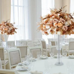 LUXE Golden & Blush Floral Mixed with Pampas Grass Table Centerpiece - Choose Your Size!
