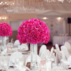 LUXE Hot Pink Rose Hydrangea Table Centerpiece - 24 Inches