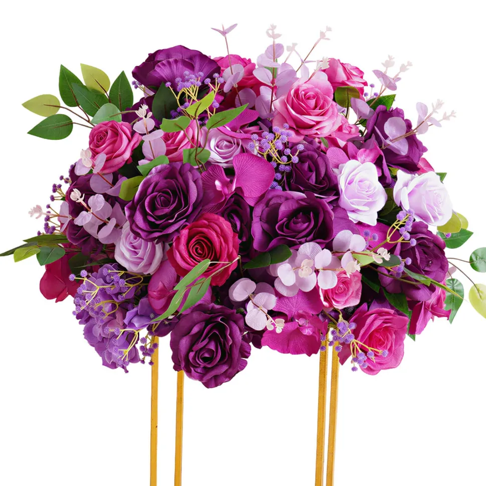 LUXE Pink & Purple Mixed Floral Table Centerpiece - 16 Inches