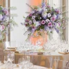 LUXE Pink & Purple Rose Pansies Hang Wisteria Mixed Table Centerpiece - 36 Inches
