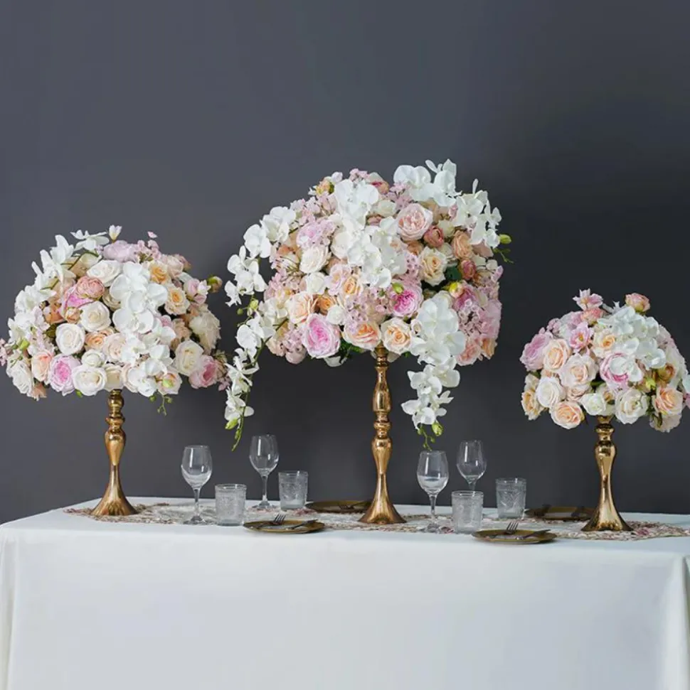 LUXE Pink, White & Champagne Rose & Orchid Mixed Table Centerpiece - Choose Your Size!