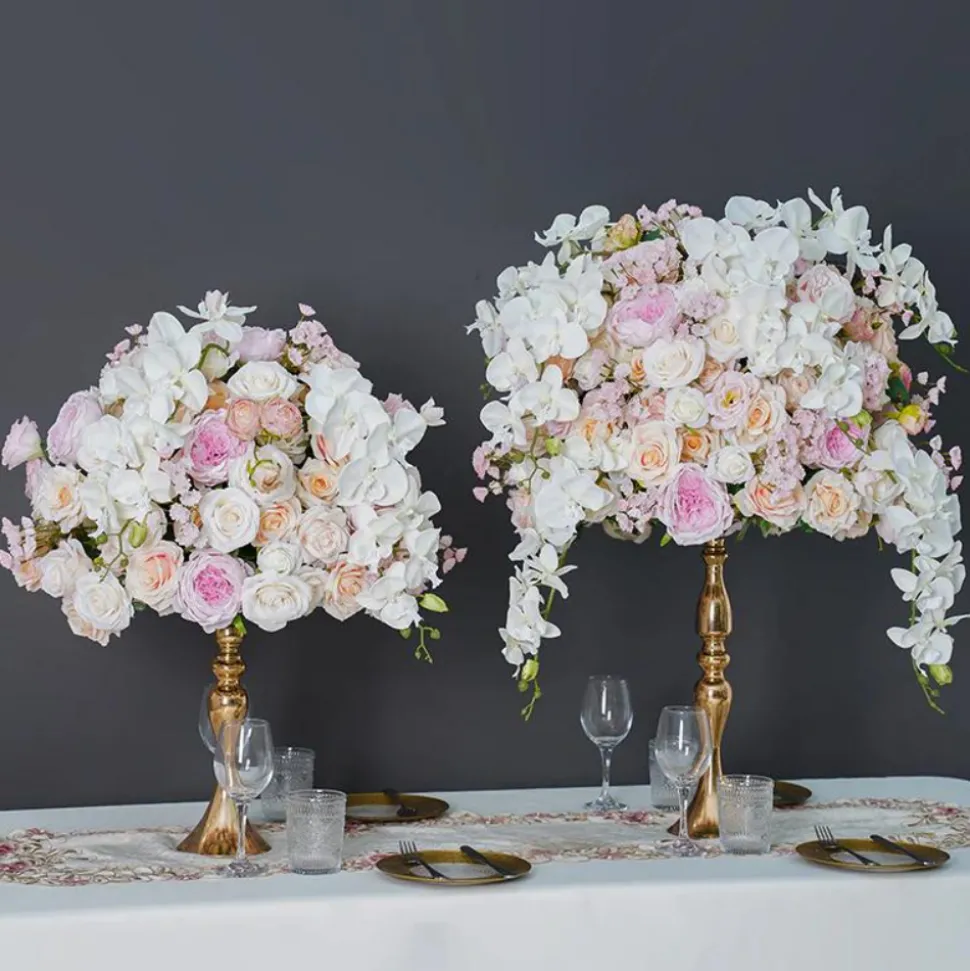 LUXE Pink, White & Champagne Rose & Orchid Mixed Table Centerpiece - Choose Your Size!