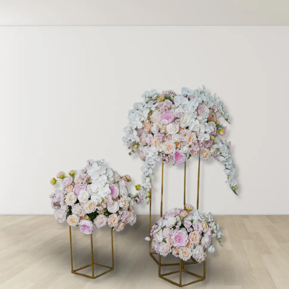 LUXE Pink, White & Champagne Rose & Orchid Mixed Table Centerpiece - Choose Your Size!