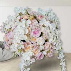 LUXE Pink, White & Champagne Rose & Orchid Mixed Table Centerpiece - Choose Your Size!