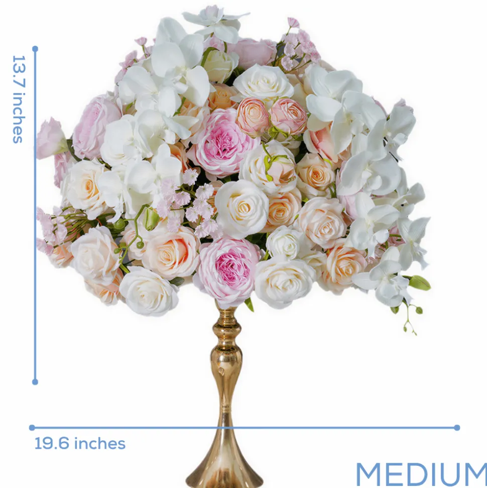 LUXE Pink, White & Champagne Rose & Orchid Mixed Table Centerpiece - Choose Your Size!