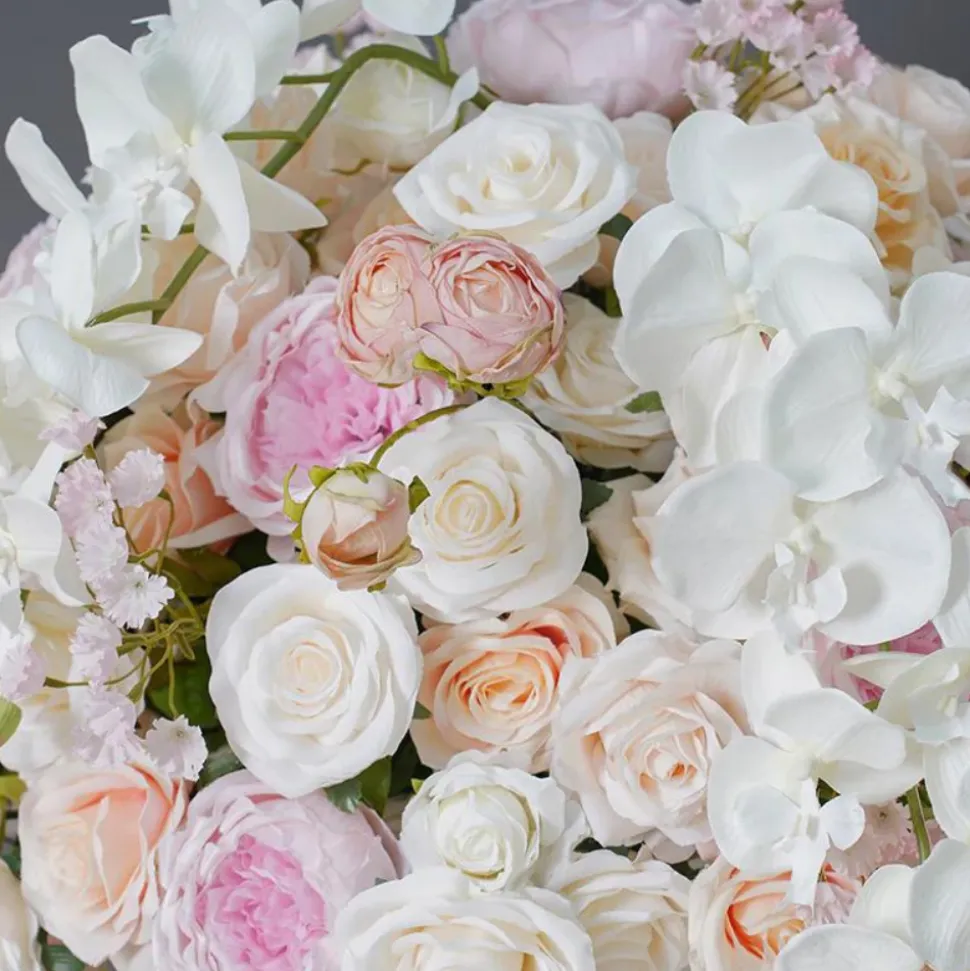 LUXE Pink, White & Champagne Rose & Orchid Mixed Table Centerpiece - Choose Your Size!