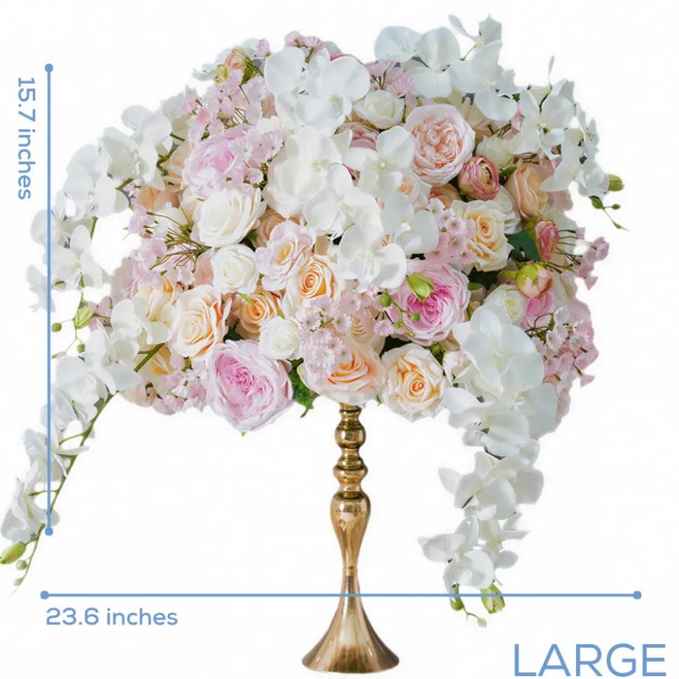 LUXE Pink, White & Champagne Rose & Orchid Mixed Table Centerpiece - Choose Your Size!