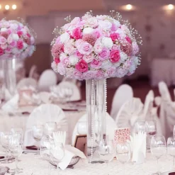 LUXE Pink & White Rose & Baby‘s Breath Table Centerpiece - Choose Your Size!