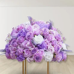 LUXE Purple Rose & Lavender Babysbreath Mixed Floral Table Centerpiece - 24 Inches