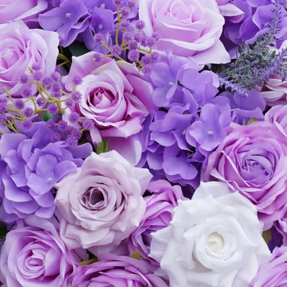 LUXE Purple Rose & Lavender Babysbreath Mixed Floral Table Centerpiece - 24 Inches