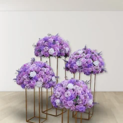 LUXE Purple Rose & Lavender Babysbreath Mixed Floral Table Centerpiece - 24 Inches