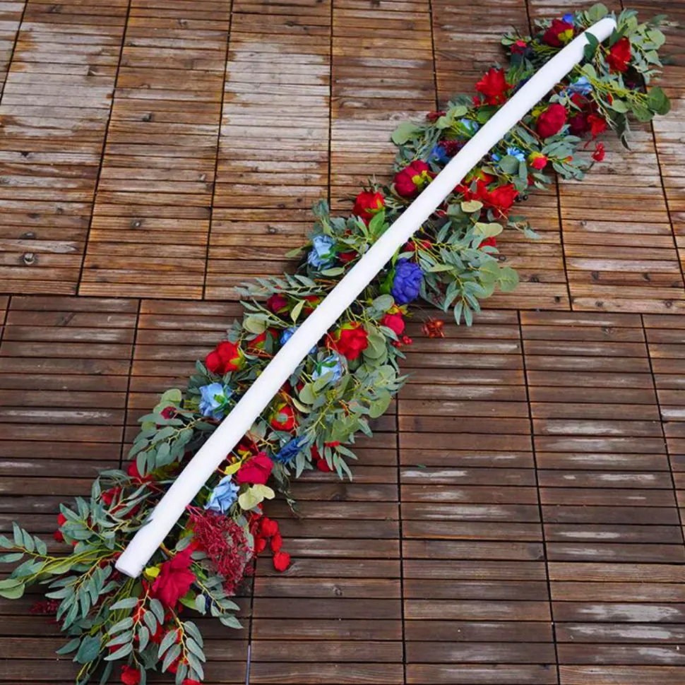 LUXE Red & Blue Rose & Greenery Mixed Table Runner - 82 Inches