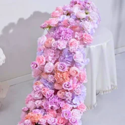 LUXE Romantic Purple & Pink Rose Table Runner - 78 Inches