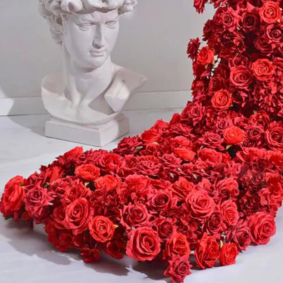 LUXE Romantic Red Rose Table Runner - 78 Inches