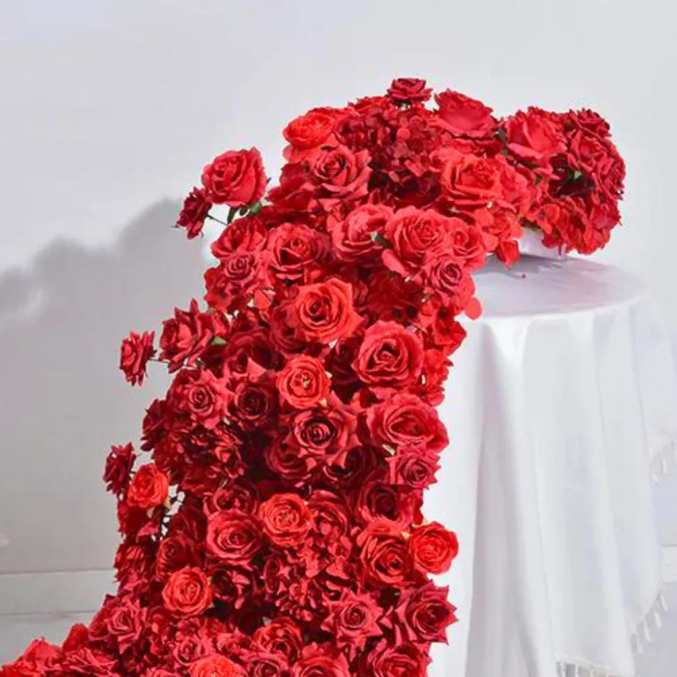 LUXE Romantic Red Rose Table Runner - 78 Inches