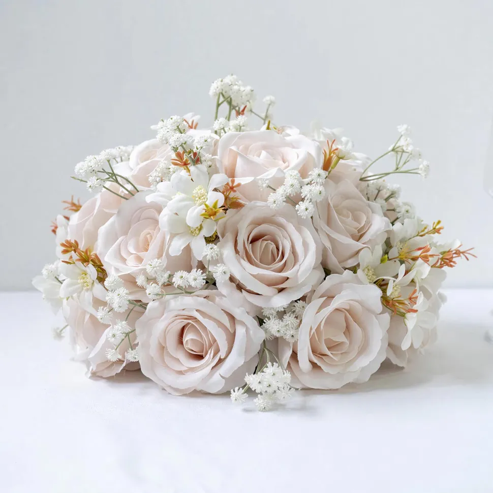 LUXE Rose & Babysbreath Table Centerpiece - Light Pink