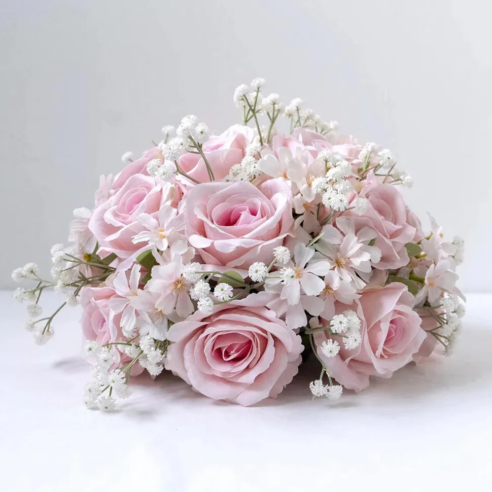 LUXE Rose & Babysbreath Table Centerpiece - Pink