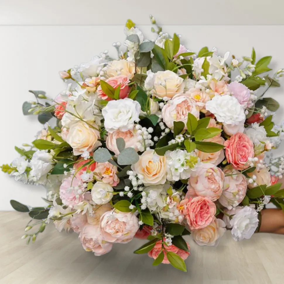 LUXE Rose Baby's Breath With Green Leaves Table Centerpiece - Choose Your Size!