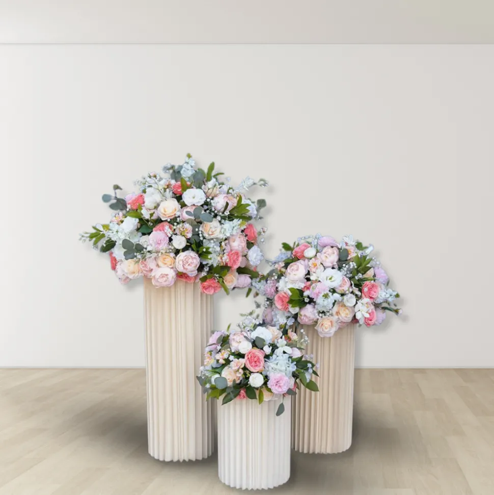 LUXE Rose Baby's Breath With Green Leaves Table Centerpiece - Choose Your Size!