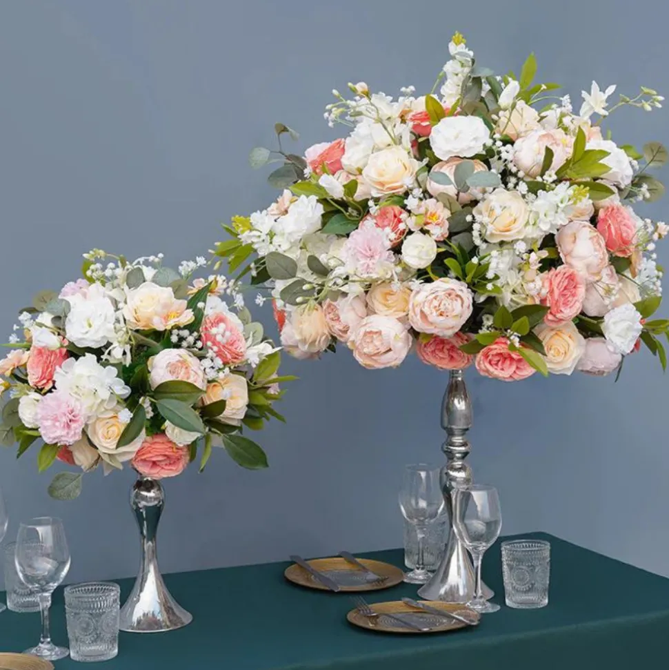 LUXE Rose Baby's Breath With Green Leaves Table Centerpiece - Choose Your Size!