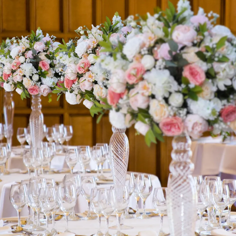 LUXE Rose Baby's Breath With Green Leaves Table Centerpiece - Choose Your Size!