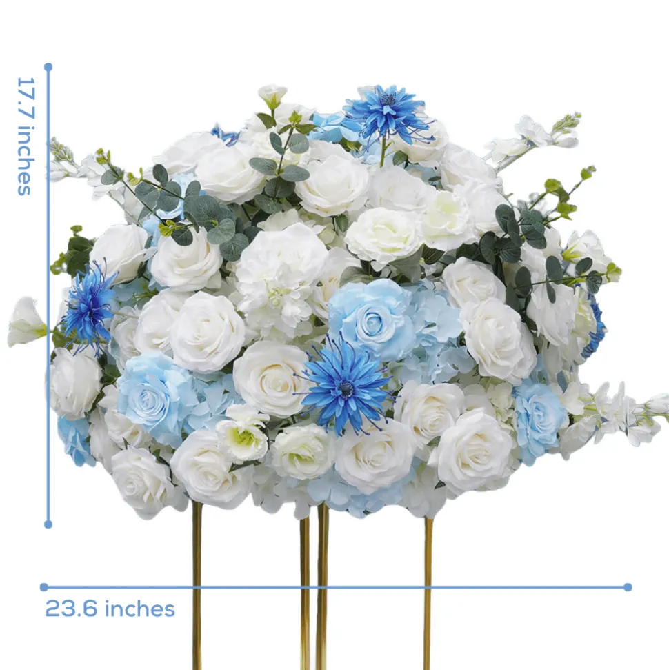 LUXE White & Blue Mixed Floral Table Centerpiece - 24 Inches