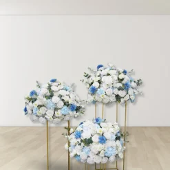 LUXE White & Blue Mixed Floral Table Centerpiece - 24 Inches