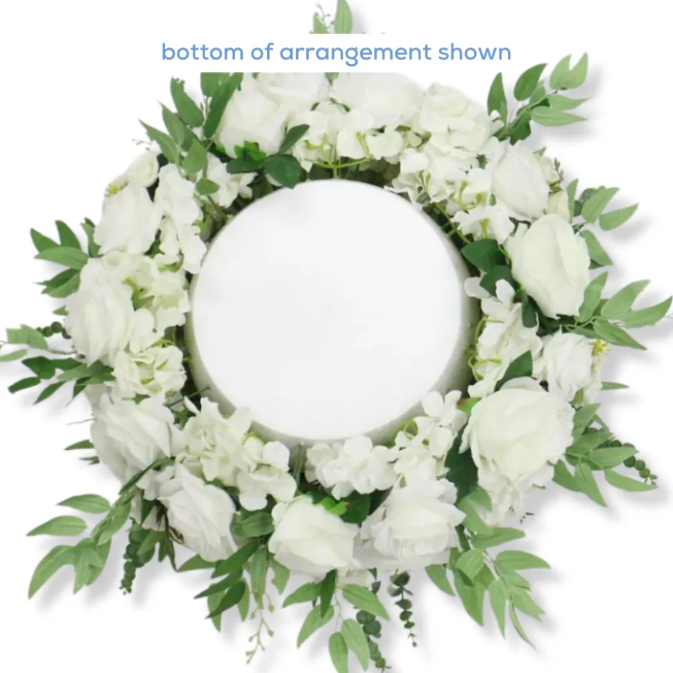 LUXE White Rose, Hydrangea & Greenery Mixed Table Centerpiece - Choose Your Size!