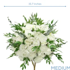 LUXE White Rose, Hydrangea & Greenery Mixed Table Centerpiece - Choose Your Size!