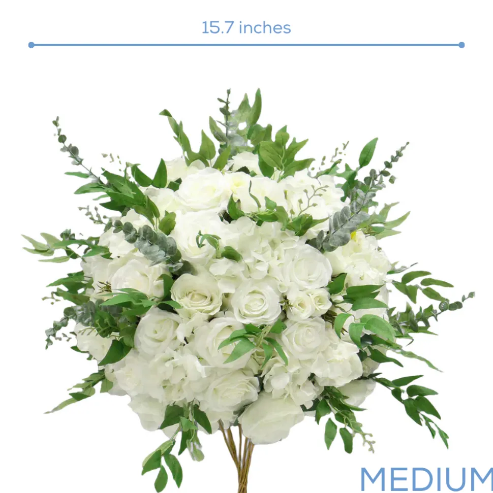 LUXE White Rose, Hydrangea & Greenery Mixed Table Centerpiece - Choose Your Size!