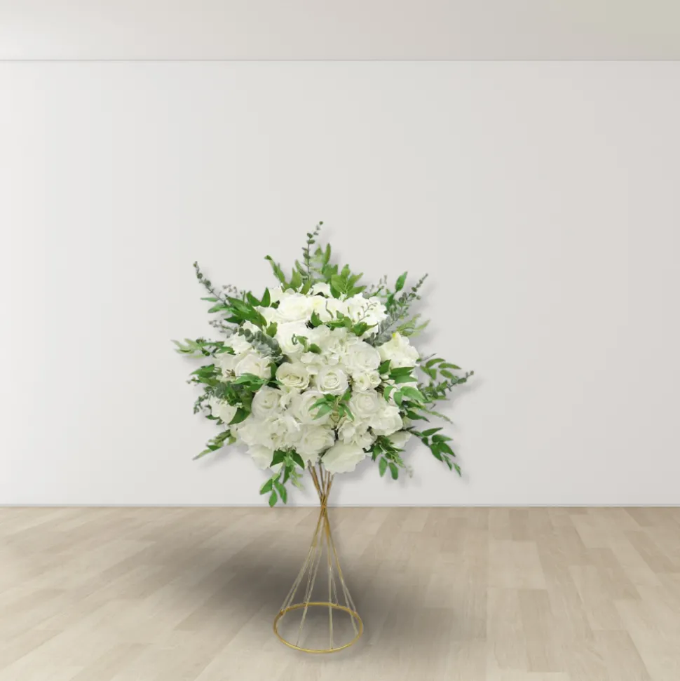 LUXE White Rose, Hydrangea & Greenery Mixed Table Centerpiece - Choose Your Size!