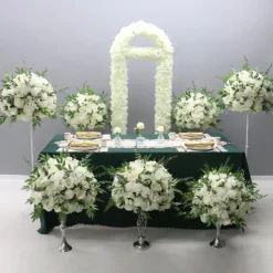 LUXE White Rose, Hydrangea & Greenery Mixed Table Centerpiece - Choose Your Size!