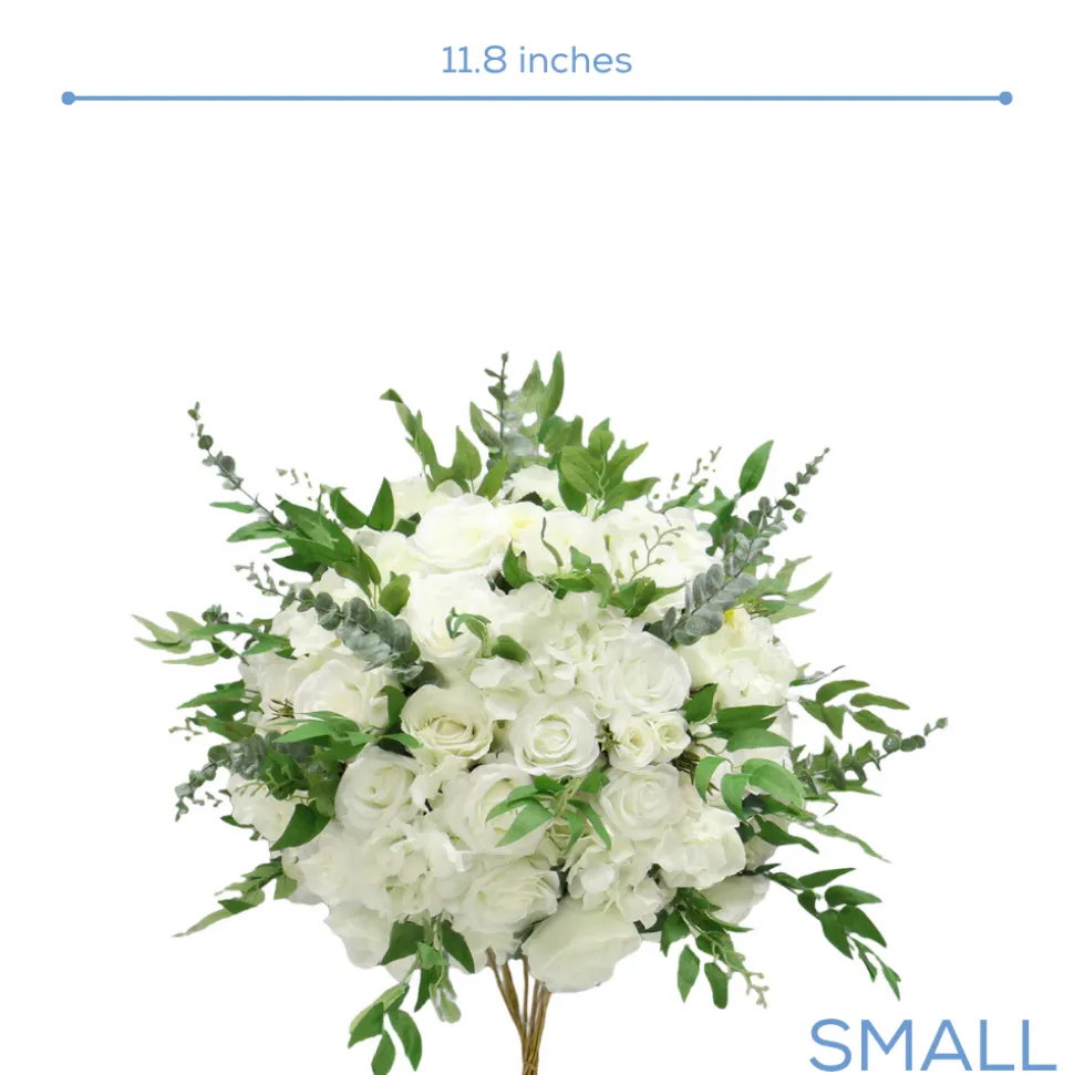LUXE White Rose, Hydrangea & Greenery Mixed Table Centerpiece - Choose Your Size!