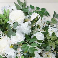 LUXE White Rose & Pompom Green Leaf Mixed Floral Table Centerpiece - 24 Inches